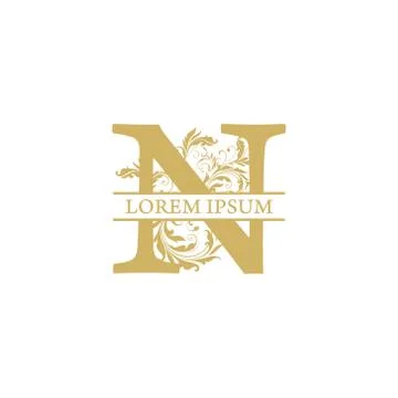 Vector Initial n letter luxury beauty flourishes ornament monogram wedding ic Stock Illustration