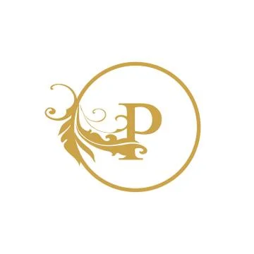 Vector Initial p letter luxury beauty flourishes ornament monogram wedding ic Stock Illustration