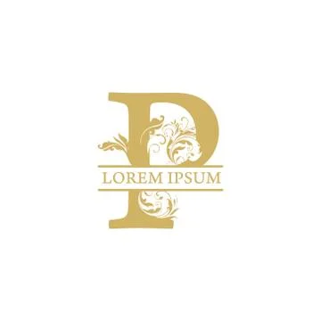 Vector Initial p letter luxury beauty flourishes ornament monogram wedding ic Stock Illustration