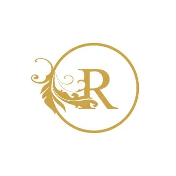 Vector Initial r letter luxury beauty flourishes ornament monogram wedding ic Stock Illustration