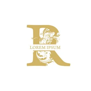 Vector Initial r letter luxury beauty flourishes ornament monogram wedding ic Stock Illustration