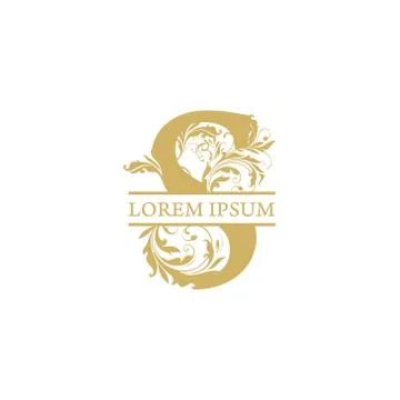 Vector Initial s letter luxury beauty flourishes ornament monogram wedding ic Stock Illustration