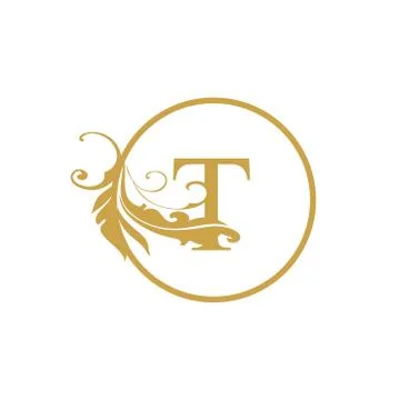 Vector Initial t letter luxury beauty flourishes ornament monogram wedding ic Stock Illustration