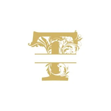 Vector Initial t letter luxury beauty flourishes ornament monogram wedding ic Illustrazione stock