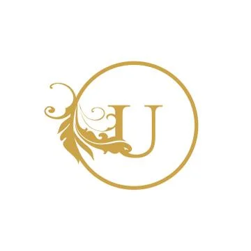 Vector Initial u letter luxury beauty flourishes ornament monogram wedding ic Stock Illustration