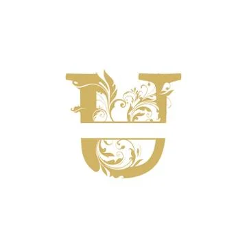 Vector Initial u letter luxury beauty flourishes ornament monogram wedding ic Stock Illustration