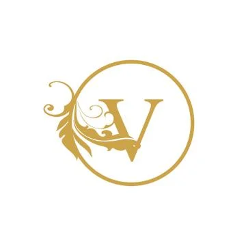Vector Initial v letter luxury beauty flourishes ornament monogram wedding ic Stock Illustration