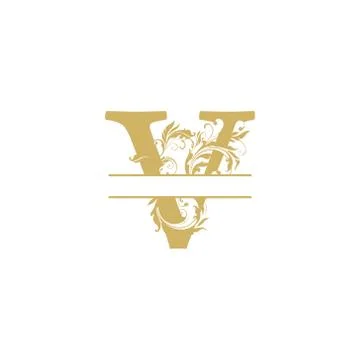 Vector Initial v letter luxury beauty flourishes ornament monogram wedding ic Stock Illustration