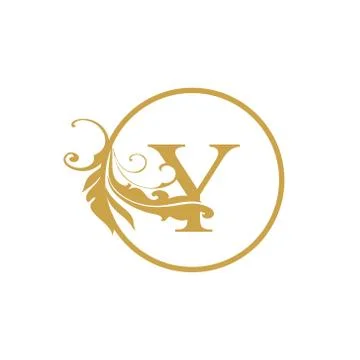Vector Initial y letter luxury beauty flourishes ornament monogram wedding ic Stock Illustration