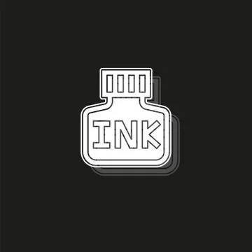 Vector Ink bottle icon, calligraphy supplies for fountain pen Stock-Illustration