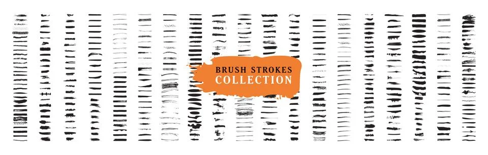 Vector ink brush strokes set. Stock Illustration
