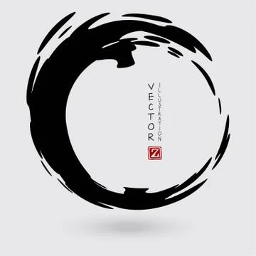 Vector ink shape. Circle element. Round brush stroke. Stock Illustration