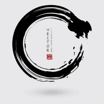 Vector ink shape. Circle element. Round brush stroke. Stock Illustration