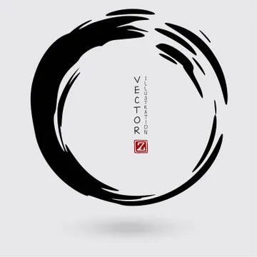 Vector ink shape. Circle element. Round brush stroke. Stock Illustration