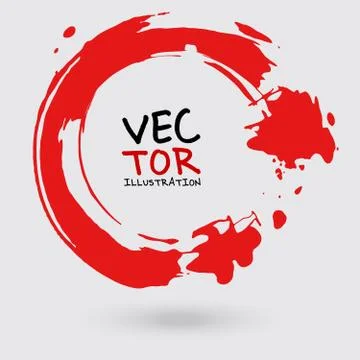 Vector ink shape. Circle element. Round brush stroke. Stock Illustration