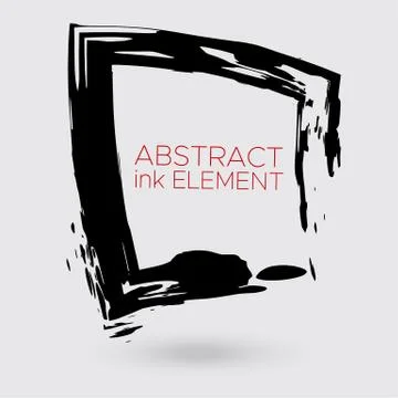 Vector ink shape. Square element. Rectangle brush stroke. 스톡 일러스트