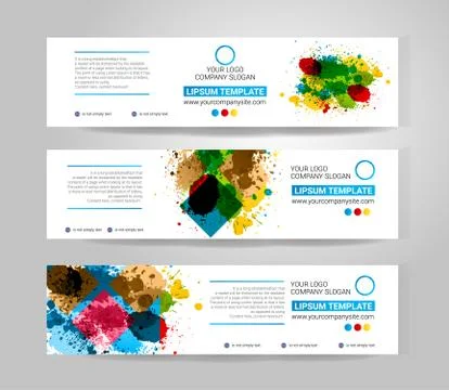 Vector Ink splash banner set. Concept geometric design Stock Illustration