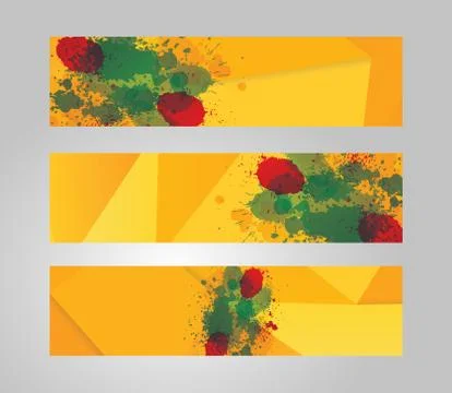 Vector Ink splash banner set. Concept geometric design Stock Illustration