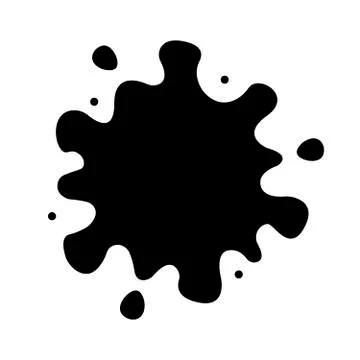 Vector ink splat icon. Paint splash monochrome flat symbol isolated. Spot sig Stock Illustration