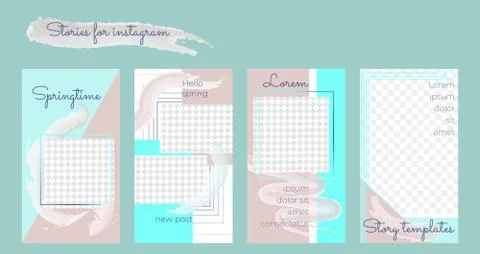 Vector insta stories template set. Design backgrounds for social media Stock Illustration