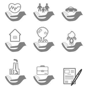 Vector insurance icons set Stock Illustration