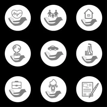 Vector insurance icons set Stock Illustration
