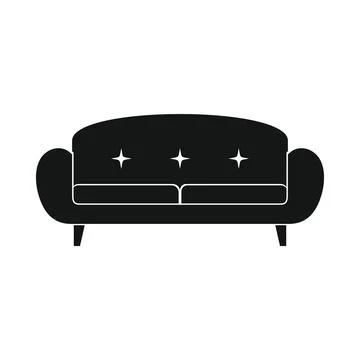 Vector intage sofa black simple icon isolated Stock Illustration