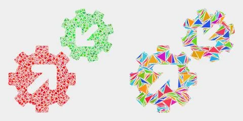Vector Integration Gears Mosaic Icon of Triangle Items 스톡 일러스트