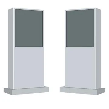 Vector Interactive Information Kiosk Terminal Stand Screen Display Console Illustrazione stock