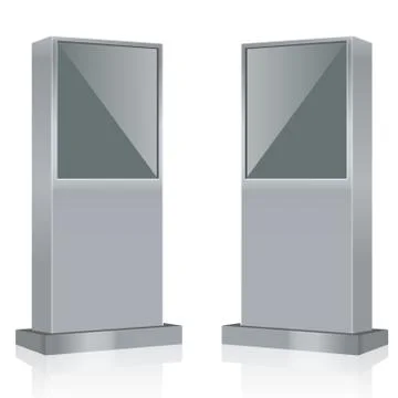 Vector Interactive Information Kiosk Terminal Stand Screen Display Console Stock Illustration