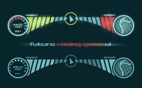 Vector interface of racing game dashboard Stock Illustration