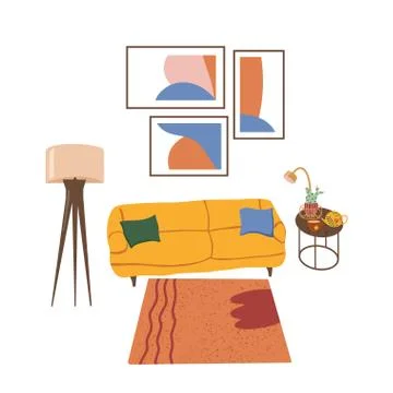 Vector interior design elements. modern furniture living room Illustrazione stock