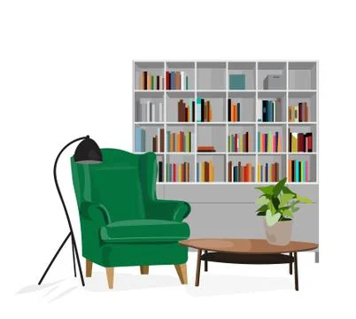 Vector interior design illustration. home house decor decoration. Ilustración de archivo