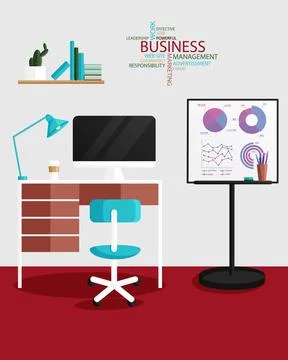 Vector Interior Design of Workplace for Freelancer with Home Furniture Stockillustratie