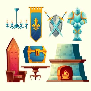 Vector interior objects for fantasy game design Stock-Illustration