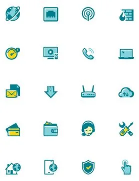 Vector internet service provider icon set Stock Illustration