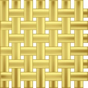 Vector interwoven of gold ribbons pattern isolated on white background. Illustrazione stock