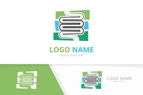 Vector intestine logo combination. Unique human internal organ logotype design Stock Illustration