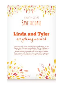 Vector invitation card with abstract splashes decoration . Save the date Stock Illustration