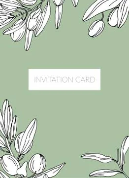 Vector invitation card with olive frame Stock Illustration
