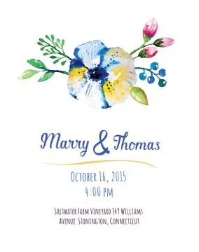 Vector  invitation card with watercolor elements. Wedding collec Stock Illustration