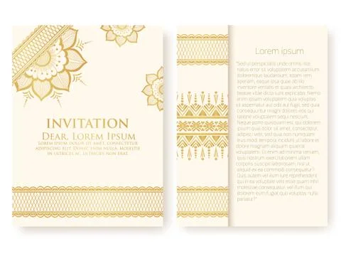 Vector invitation, cards with ethnic arabesque elements. Arabesque style desi イラスト素材