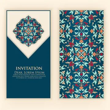 Vector invitation, cards with ethnic arabesque elements. Arabesque style desi 库存插图