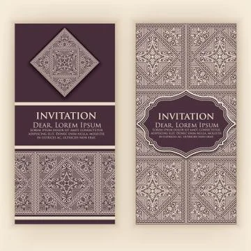 Vector invitation, cards with ethnic arabesque elements. Arabesque style desi 库存插图