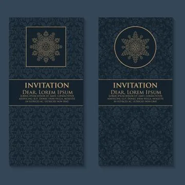 Vector invitation, cards with ethnic arabesque elements. Arabesque style desi イラスト素材