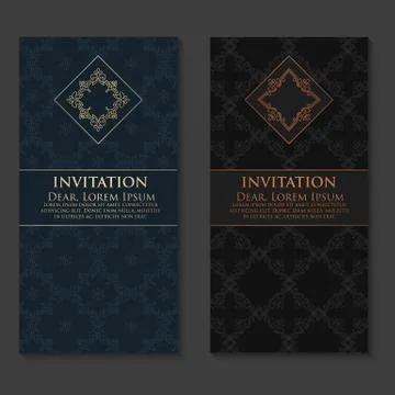Vector invitation, cards with ethnic arabesque elements. Arabesque style desi Stock Illustration