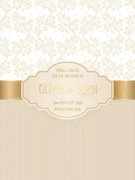 Vector invitation, cards or wedding card with damask background and elegant f Stock Illustration