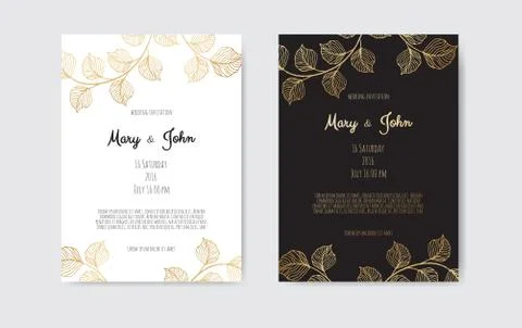 Vector invitation with gold floral elements. Luxury ornament template. greeti Stock Illustration