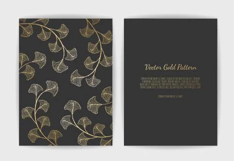 Vector invitation with gold floral elements. Luxury ornament template. greeti Illustrazione stock