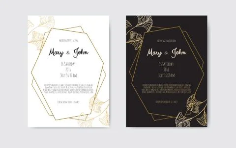 Vector invitation with gold floral elements. Luxury ornament template. greeti Illustrazione stock